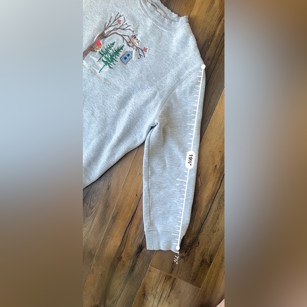 Vintage Embroidered Winter Scene Crewneck Sweatshirt Cottagecore - Picture 7 of 7